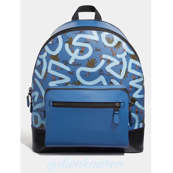 COACH Keith Haring West Backpack, Blue - Picture 2 of 4